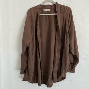 We The Free Chocolate Brown Button-Down Shirt Size M
